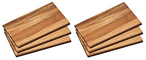 Neustanlo - 6 Stück Frühstücksbrettchen - 23x15x1 cm - Rustikal moderne Frühstückbretter aus edlem Akazienholz