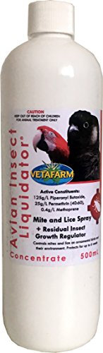 Vetafarm Avian Insect Liquidator AIL 500ml Concentrate Bird Mite Spray KILLS Mites Parasite Lice Cage Disinfectant Aviary Cleaner For Birds