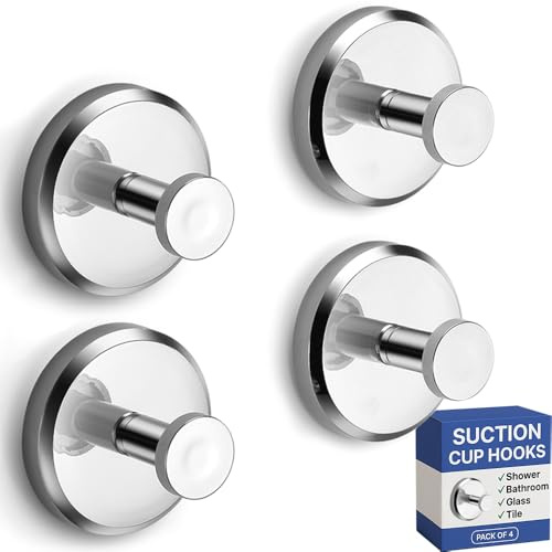 HOME SO - Ganci a ventosa per doccia, bagno, cucina, porte in vetro, specchi, piastrelle, per spugne, asciugamani, cappotti, accappatoi, fino a 6,8 kg, impermeabili, antiruggine, cromati (4 pz.)
