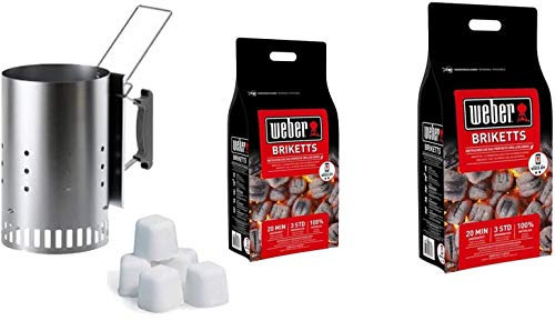 FUOCOBELLO Kit Ciminiera Accensione Plus con 6 accendifuoco + 2 kg di bricchetti + 8 kg di bricchetti Extra