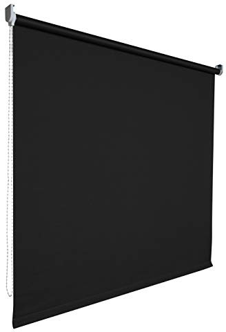 Kettenzugrollo Seitenzugrollo Tür Fenster Rollo Vorhang 14 Farben Breite 62 bis 202 cm Länge 180 cm lichtdurchlässig halbtransparent Metall Träger Wandmontage Deckenmontage (132 x 180 cm / Schwarz)