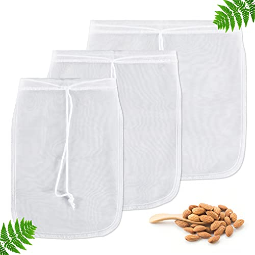 Yoassi 3PCS Bolsa Filtro para Leche Bolsas para Leche Vegetal Filtro para Almendra Colador de Alimentos Bolsas Multiusos Colador para Leche de Nueces Fruta Seca Té Hierbas Café