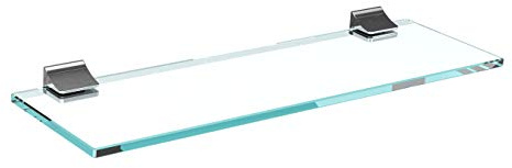 bijon Glasregal Glasablage Wandregal Glas Bad-Regal Glas Badezimmer Regal Badablage Ablageregal - 8mm Hartglas, 80 x 20 cm, Klarglas + Halterung D - Chrom Glanz Optik