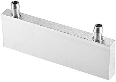 sourcing map Aluminium Bloc en refroidissant par Eau 40x120x12mm Brillant Dissipateur avec Buse sur Côté Long pour PC Ordinateur CPU Graphiques Radiateur
