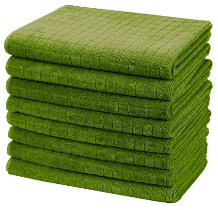 Gryeer 8er-Set Microfaser Geschirrtücher, weiche, super saugfähige und fussel freie Küchentücher, 45 x 65 cm (Gras Grün)