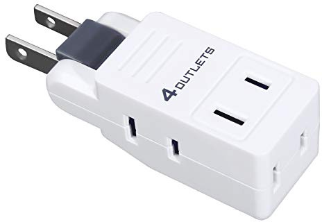 SYCON 2 Prong Swivel Wall Adapter, Electrical 4 Way Outlet Expander Plug, Multi Plug Extender Splitter, Multiple Ungrounded Mini Plug Wall Tap, Type A
