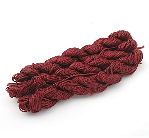Perlin Makramee Garn 1 mm 30 m Nylon Schnur Bordeaux Rot Schmuckfaden für Armband Basteln Shamballa Perlenfaden DIY Knotenband Reißfest