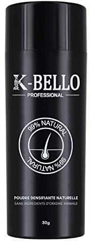 K-BELLO Fibre di cheratina Naturale e Vegan - Polvere anti diradamento per capelli fini, la calvizie e dare volume istantaneo - per Uomo e Donna (30g, Castano Scuro)