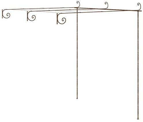 Pergolato da Giardino, per Rose e Piante Rampicanti, 3x3x2,5 m, in Ferro Battuto, Marrone Anticato, per Patio, Terrazza e Cortile