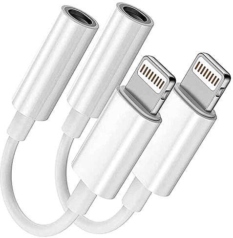 2 Pack Adaptateur pour iPhone Lightning vers Prise Jack 3,5 mm [Certifié Apple MFi] - Écouteurs, Casque Aux Audio Câble Dongle Accessoires pour iPhone 14/13/12/11/Xs/XR/X/8/7