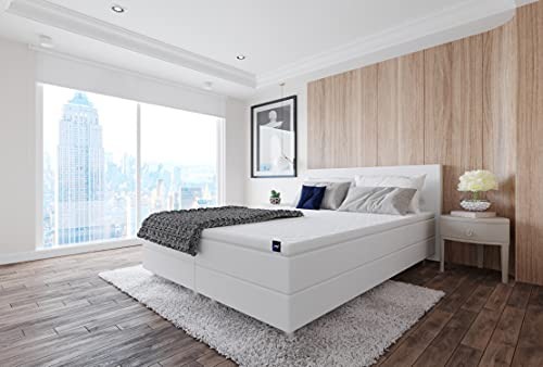 Best For Home Boxspringbett | Doppelbett mit 7-Zonen Bonnell-Federkernmatratze und Topper | Boxspringbett 120x200 mit Stauraum für Schlafzimmer | In verschiedenen Größen und Farben erhältlich