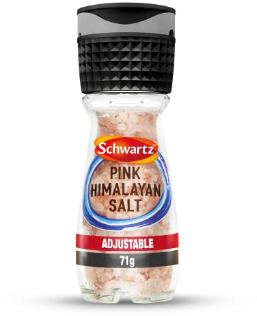 Schwartz Pink Himalayan Salt 71 G | Jar with Grinder | Pack of 1 | Great on Fish, Seafood & Chicken | Adjustable to Course, Medium or Fine