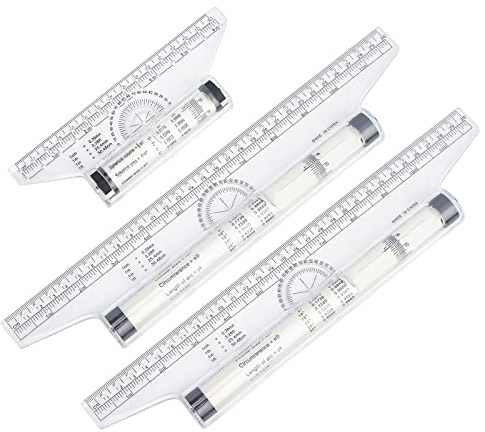 FREEBLOSS 3 Stück 30cm&15cm Paralleles Rolling Lineal, Rolllineal aus Kunststoff Zeichenrollenlineal Parallellineal Multifunktionales Zeichenlineal zum Messen von Zeichnen, Schule und Büro