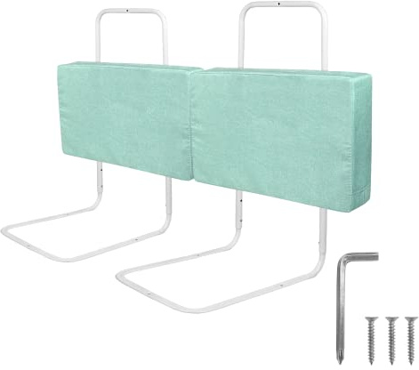 Froadp 120cm Rausfallschutz Beistellbett Leinen Kindersoftpack Bettgitter Tragbare Bettschutzgitter Höhenverstellbar Kinderbettgitter Baby Schutzgeländer Bettkantenschutz für Kinderbett (Seegrün)