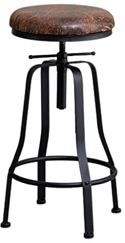 Generic Vintage Industrial Tall Stuhl, Küchen -Retro -Barhocker, Schalterhöhe Drehhocker, verstellbare Schwenkbarhocker for Büro, Restaurant, Restaurant (Color : A)