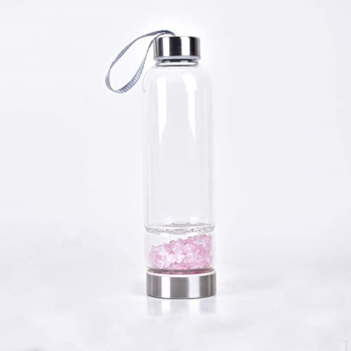 400 Ml Gemma Bottiglie D'acqua Di Cristallo Di Quarzo Curativo Elisir Naturale Elixir Point Reiki Crystal Gem Bottiglia D'acqua Infusa Bottiglia D'acqua Con Pietre Preziose ( Color : Pink crystal )