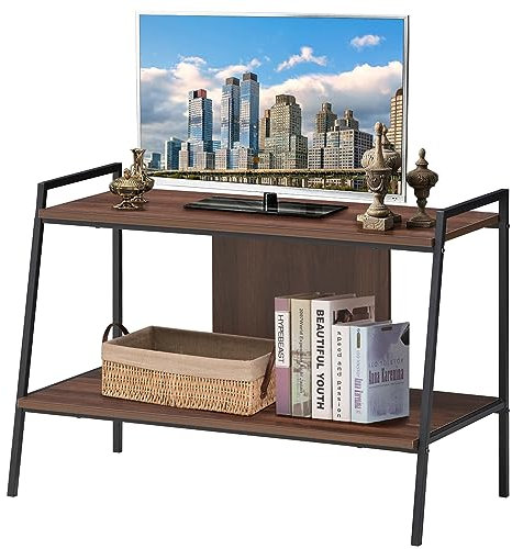 COSTWAY Mobile Porta TV, Scaffale a 2 Livelli con Ripiani di Stoccaggio, Ideale per TV Fino a 32 Pollici, 89x43x60 cm