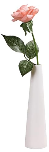 Ericotry Jarrón minimalista de cristal de cerámica blanca de 22 cm de altura, decoración de escritorio, hogar, oficina, jarrón único para decoración del hogar, boda, Navidad