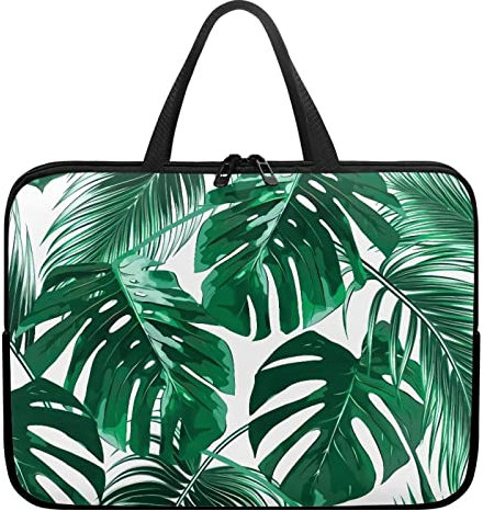 Chaqlin Tropical Leaves Laptop Sleeve Briefcase Handbag Women Men Slim Computer Bag Work Bag, 17 Inch Laptop Protective Case Portable Notebook Cover with Zipper