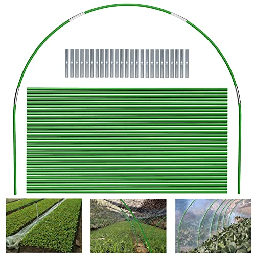 Garden Hoops for Netting 30 Pack 17 Inch Greenhouse Hoops Tunnel Kit for Raised Beds, Cloche Frame for Plant Freeze Cover, Insect Mesh & Fruit Cage Supports - Green Fiberglass Plant Protection Frame