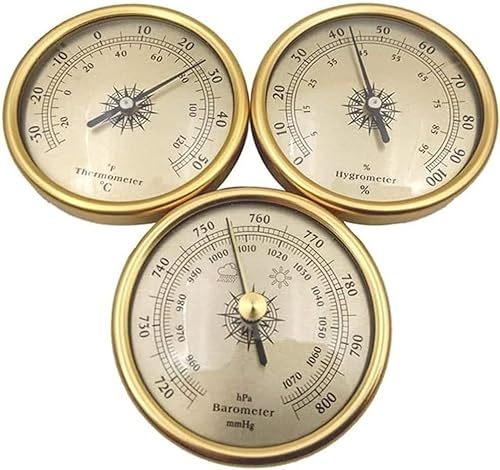 ZzzaNa Barometer, traditionelle Wetterstation, traditionelles Barometer, traditionelles Wetterstation, Thermometer, Hygrometer, Barometer 72 mm, 3 Stück Luftdruckmesser, Wetteruhr-Zubehör, Instrumente
