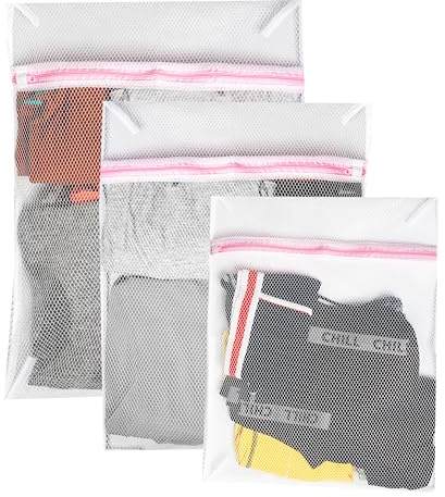 Pack 3 unidades Bolsas para lavar ropa lavadora | Malla cuidado ropa interior para evitar deformaciones y arrugas | Saco protector ropa colada medidas a elegir cremallera oculta(3x 1*M - 1*L - 1*XL)