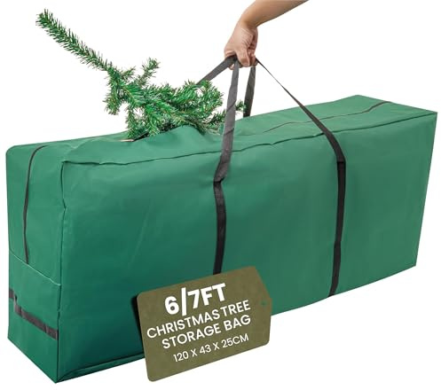 Pelle & Sol Christmas Tree Storage Bag - Fits Up to 7 FT Christmas Tree Bag - Christmas Tree Storage Bag 7ft with Handles - Christmas Decorations, Xmas Tree Storage Bags, Christmas Tree Bag (Green)