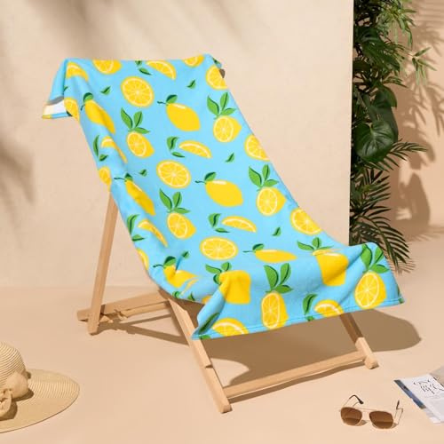 DREAMSCENE Mikrofaser-Strandtuch, Blaue Zitrone, Badehandtücher für Erwachsene, superschnell trocknendes Handtuch, Pool, Fitnessstudio, Sommer, Strand, Urlaub, 71 cm x 152 cm