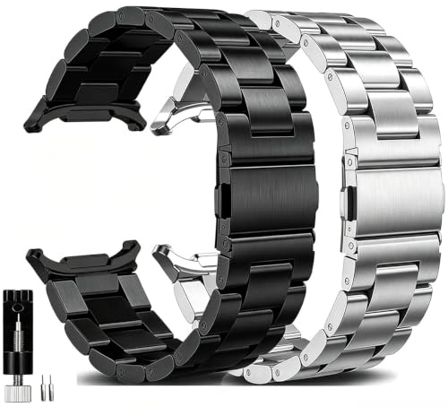 Kompatibel SAMSUNG Galaxy Watch Ultra 2/1 47mm Armband, Galaxy Watch Ultra Armbands Metall Frauen Männer,Metallarmband Edelstahl Schwarz Silber