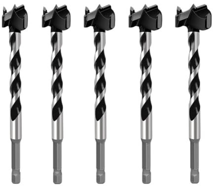 5 brocas Forstner de 16 mm a 25 mm de longitud for carpintería, brocas for perforar con bisagras de carburo de tungsteno y vástago hexagonal