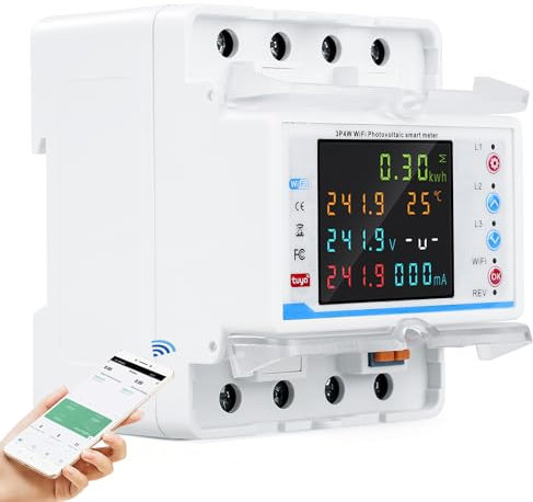 Wifi contatore energia elettrica trifase 100A 380V AC contatore elettrico wifi contatore bidirezionale con controllo del tempo/protezione da sovratensione/sovracorrente.