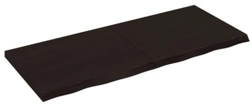 Makastle Waschtischplatte Holzbohlen Ideal für Aufsatzwaschbecken, Tischplatte Holzplatte Baumkanten-Platte für Heimwerker, Arbeitsplatten, Dunkelbraun 120x50x(2-4) cm Massivholz