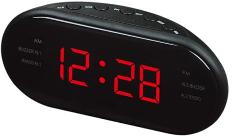 Artibetter Digitaler Radiowecker Mit Großem Gewölbtem Display Fm Am Radio Doppel-Alarm Schlummerfunktion Und Projizierter Uhrzeit Dimmbare Nachtbeleuchtung Netzbetrieb Rotes Design