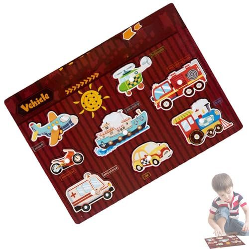 Tierpuzzle aus, Steckpuzzle mit Sound,Cartoon Kinderspielzeug Steckpuzzle Tiere Fahrzeuge | Kinder über 3 Jahre fördern ihre kognitiven Fähigkeiten. Steckpuzzle für Wohnzimmer und Klassenzimmer