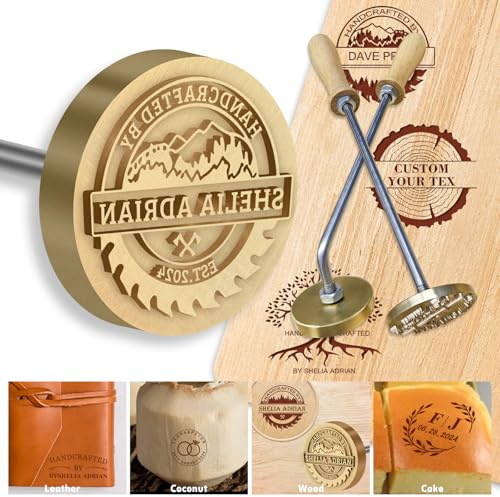 Brandeisen für Holzbrandeisen, personalisierter Holzstempel, individueller Logo-Metallstempel für Steak, Leder, Lebensmittel, Fleisch, Brot, Kuchen, 6,3 cm