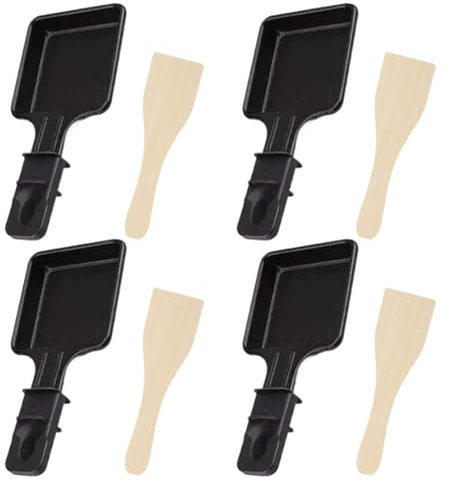 Raclette Grill | 4X Non-Stick Electric Grill Cheese Egg Pan, Non-Stick Grill Pans, Multipurpose Egg Cooking Pan With Spatula For Family Parties Baking, Steaks, Burgers