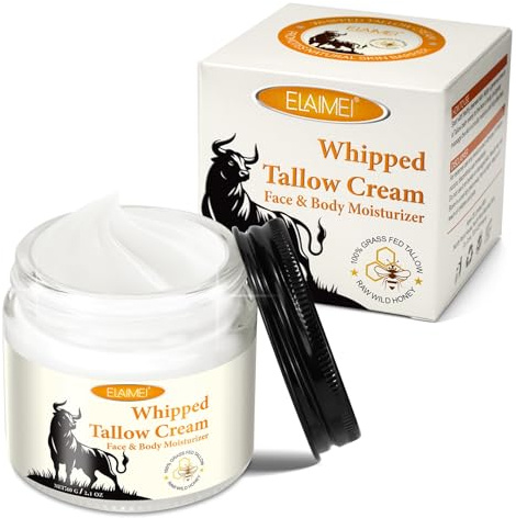 P-Beauty 1x Whipped Tallow Cream Rindertalg & Honig Hautcreme 60g | für Gesicht & Körper - natürliche Hautpflege, trockene & empfindliche Haut, zieht schnell ein - Feuchtigkeitscreme