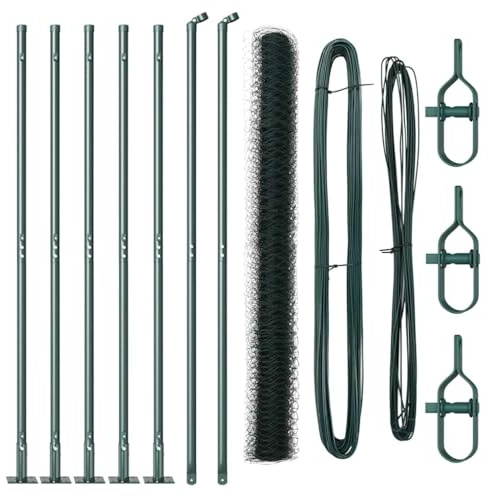 vidaXL Fence Post Green 10 x 1.6 m (50 mm mesh) Steel and PVC, Garden and Terrace, Durable Steel Fence, Modern Outdoor Fencing Panels, Security Posts, Residential Barrier Enclosure