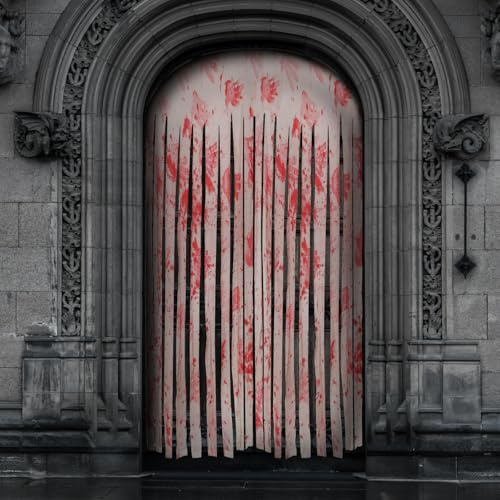 Cortina para puerta de Halloween, 1 x 1,9 m, cortina decorativa de Halloween, tela terrorista de Halloween, decoración de fiestas, exterior, interior, fiesta, casa embrujada, decoración de entrada