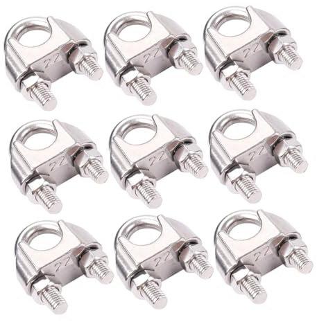 FIXOSHEE 10 piezas Abrazaderas Acero Inoxidable U Forma Clip Cable Perno para Cuerda Alambre Resistente Anticorrosión