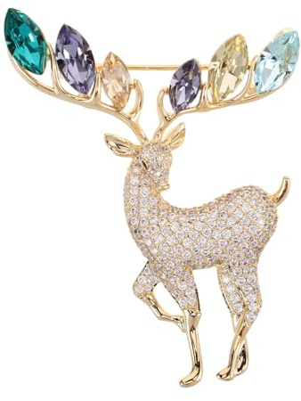 FRCOLOR broche wapiti pince à linge épingles de poitrine de vêtements goupille de cardigan broche thème des animaux des femmes cuivre Doré