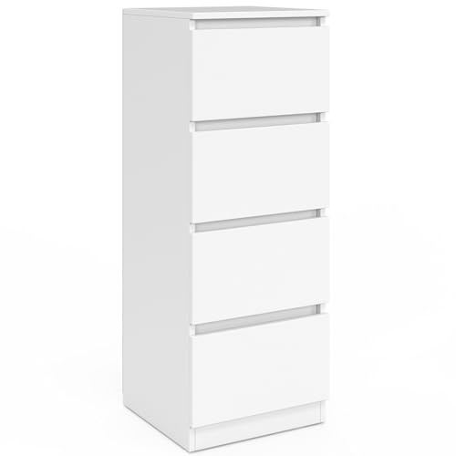 IDMarket - Beistellmöbel mit 4 Schubladen TOMI 30 cm Chiffonier Holz weiß für Badezimmer Eingang | Länge 30 x Breite 30 x Höhe 80 cm, Abwischtuch für Badezimmereingang