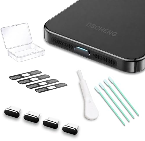 4 Pack USB C Dust Plug USB C Port Cover, Type C Charging Port Plug Cover with Speaker Dust Cover Phone Accessories for iPhone 17 Air (Metal USB C (Black) 17Air)