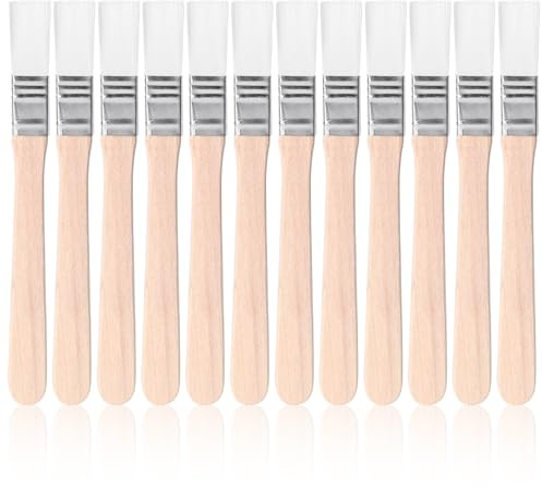 12 Pcs 0.5 Width Small Paint Brush Nylon Bristle with Wood Handle, Nylon Flat Wall Paint Brush, Paint Brushes for Wall, Door, Cabinets, Furniture, Fences, White