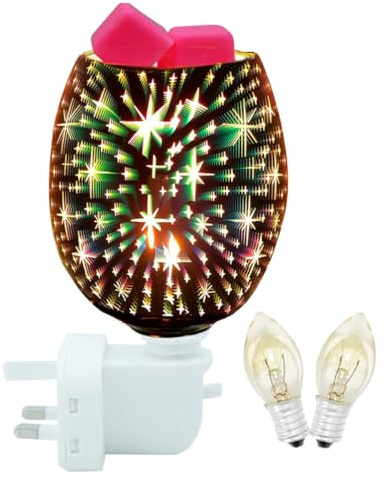 Electric Wax Melts Burners Plug In Candle Wax Warmer, Glass Oil Burner With Spare Bulb, Fragrance Lamp For Home Office Bedroom Living Room Gifts&Decoration (Star-T)