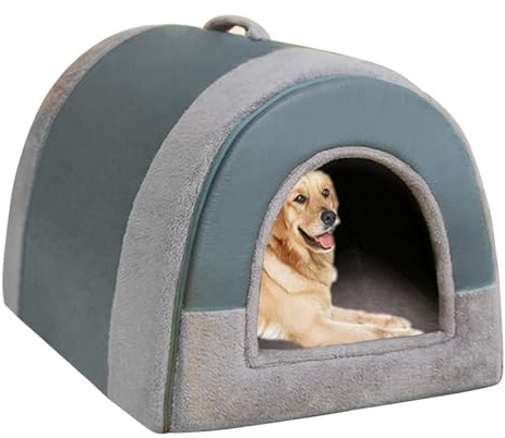 ping bu Cama para perros grandes 2 en 1, casa esponjosa para perros XL/XXL, lujoso refugio para mascotas de interior con asa, camas calmantes antiansiedad para perros y gatos, cálido refugio para