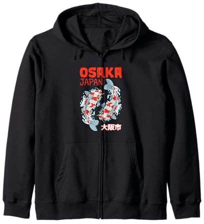 Japón Koi Fish Japonés Vintage Art Osaka Viajes Sudadera con Capucha