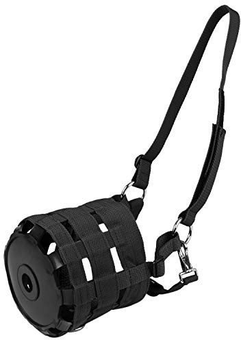 RASTKY Muselière Multi-Trous pour Cheval en Herbe, Couvre-Bouche Facile à Respirer, Réglable en Nylon + Matériau Métallique, Agréable pour Les Fondateurs et Les Coliques, Noir/Rouge/Bleu (S/M/L)