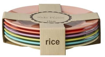 Rice Lot de 6 assiettes en mélamine unies