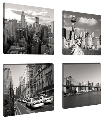 Visario 6901 - Quadro su Tela, Set New York, 4 x 20 x 20 cm